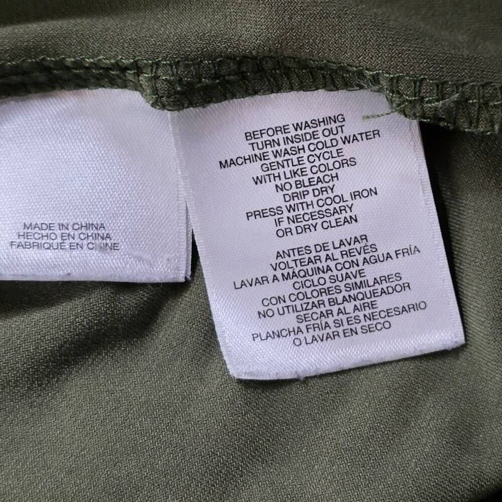 Anne Klein Olive Ruffle Blouse Keyhole Small - Picture 6 of 7